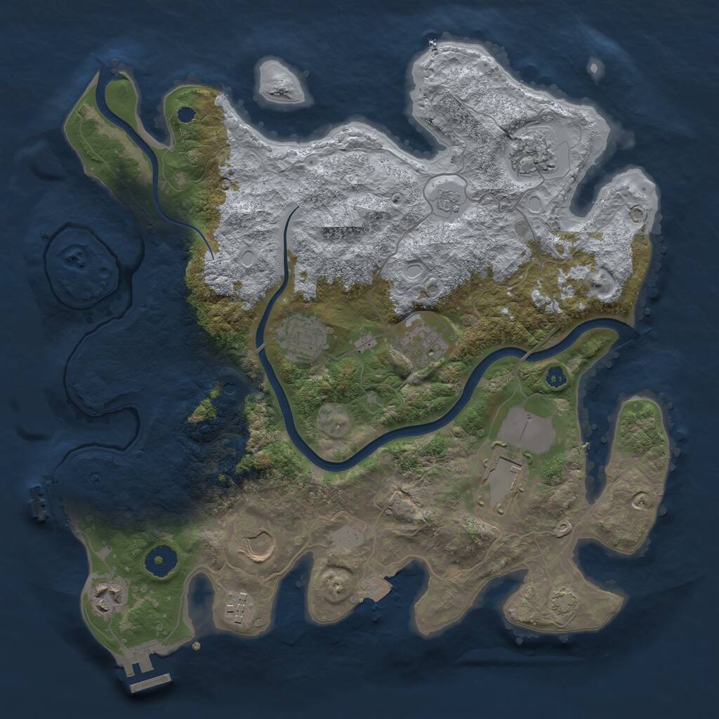 Rust Map: Procedural Map, Size: 3500, Seed: 345246735, 13 Monuments