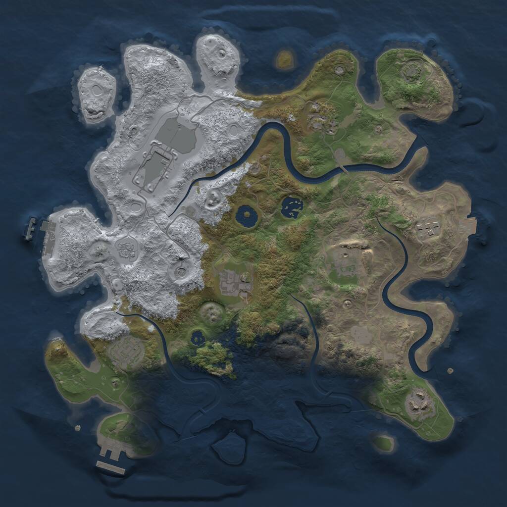 Rust Map: Procedural Map, Size: 3500, Seed: 1291915921, 14 Monuments