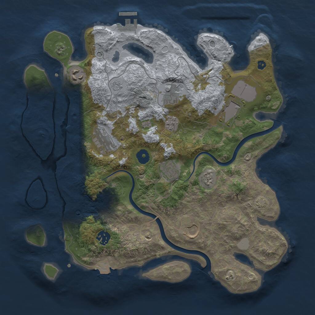 Rust Map: Procedural Map, Size: 3500, Seed: 412635, 13 Monuments