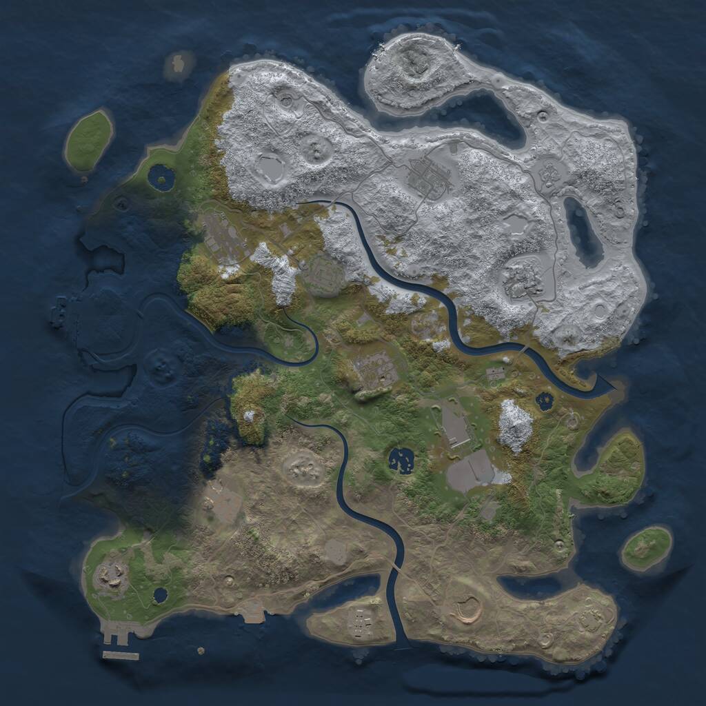 Rust Map: Procedural Map, Size: 3950, Seed: 720000, 17 Monuments