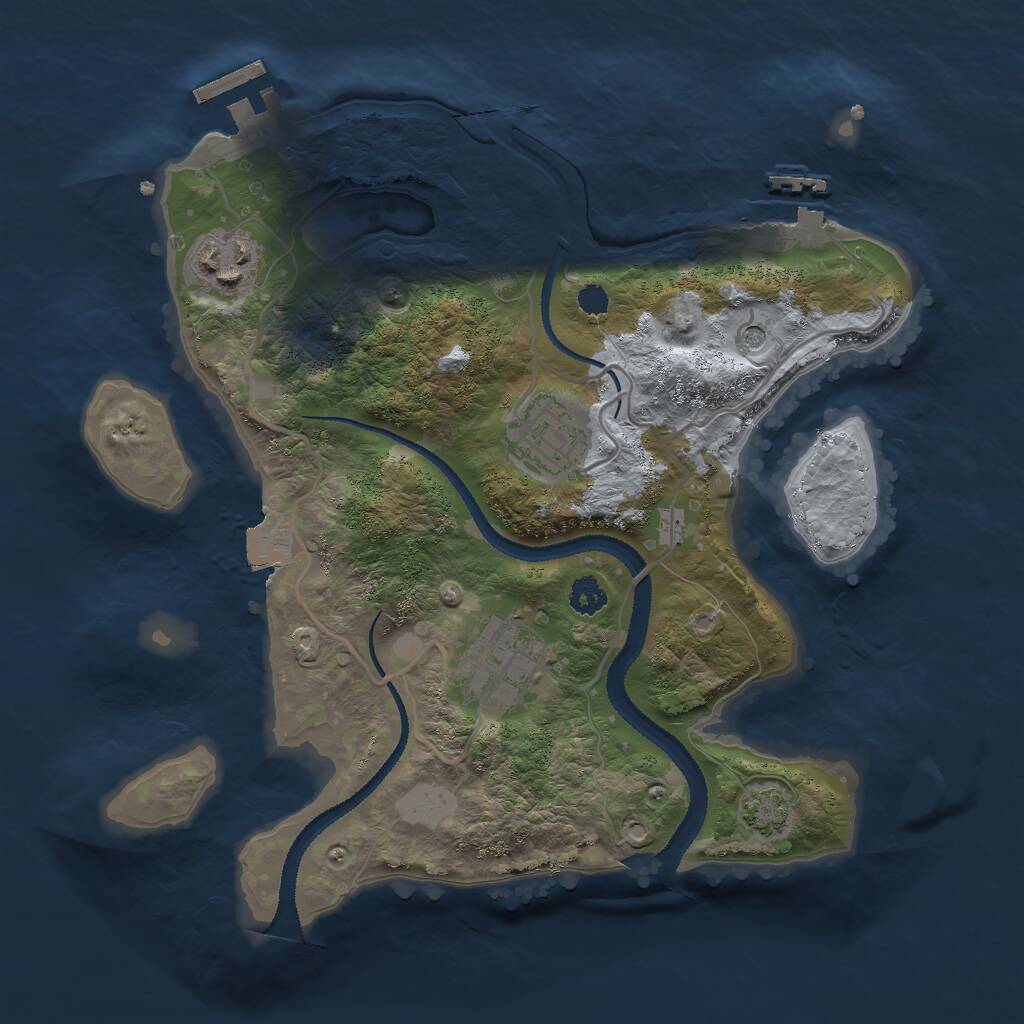 Rust Map: Procedural Map, Size: 2750, Seed: 1734884529, 8 Monuments