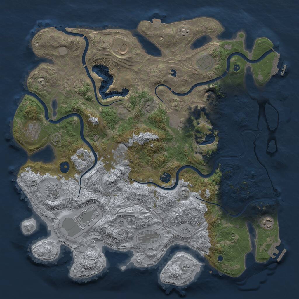 Rust Map: Procedural Map, Size: 4250, Seed: 1303868352, 17 Monuments