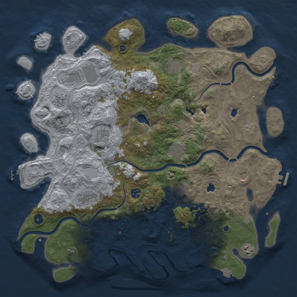 Rust Map: Procedural Map, Size: 4500, Seed: 419043390, 17 Monuments