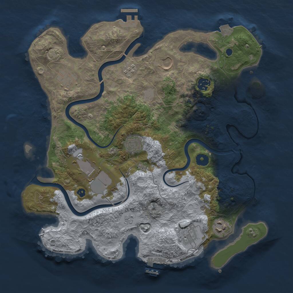 Rust Map: Procedural Map, Size: 3500, Seed: 1232990206, 14 Monuments