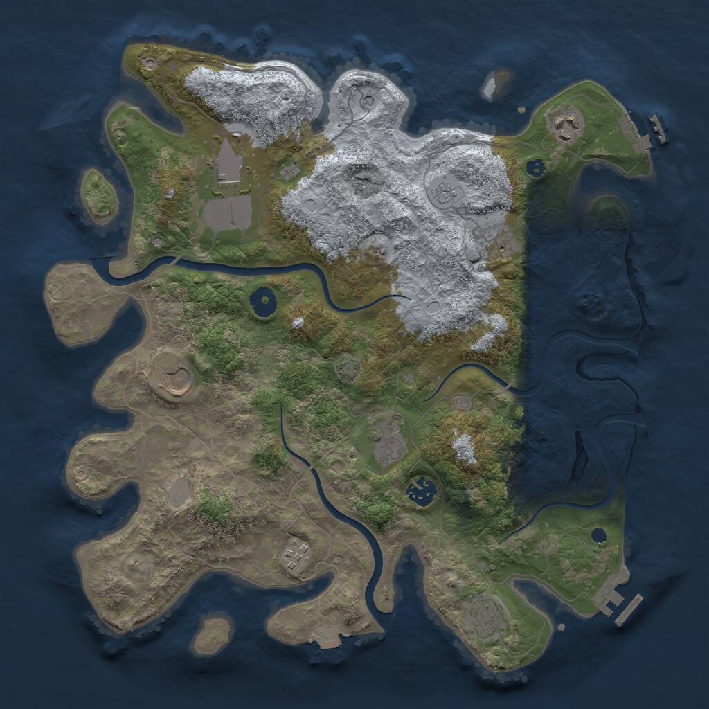 Rust Map: Procedural Map, Size: 3800, Seed: 192606811, 14 Monuments