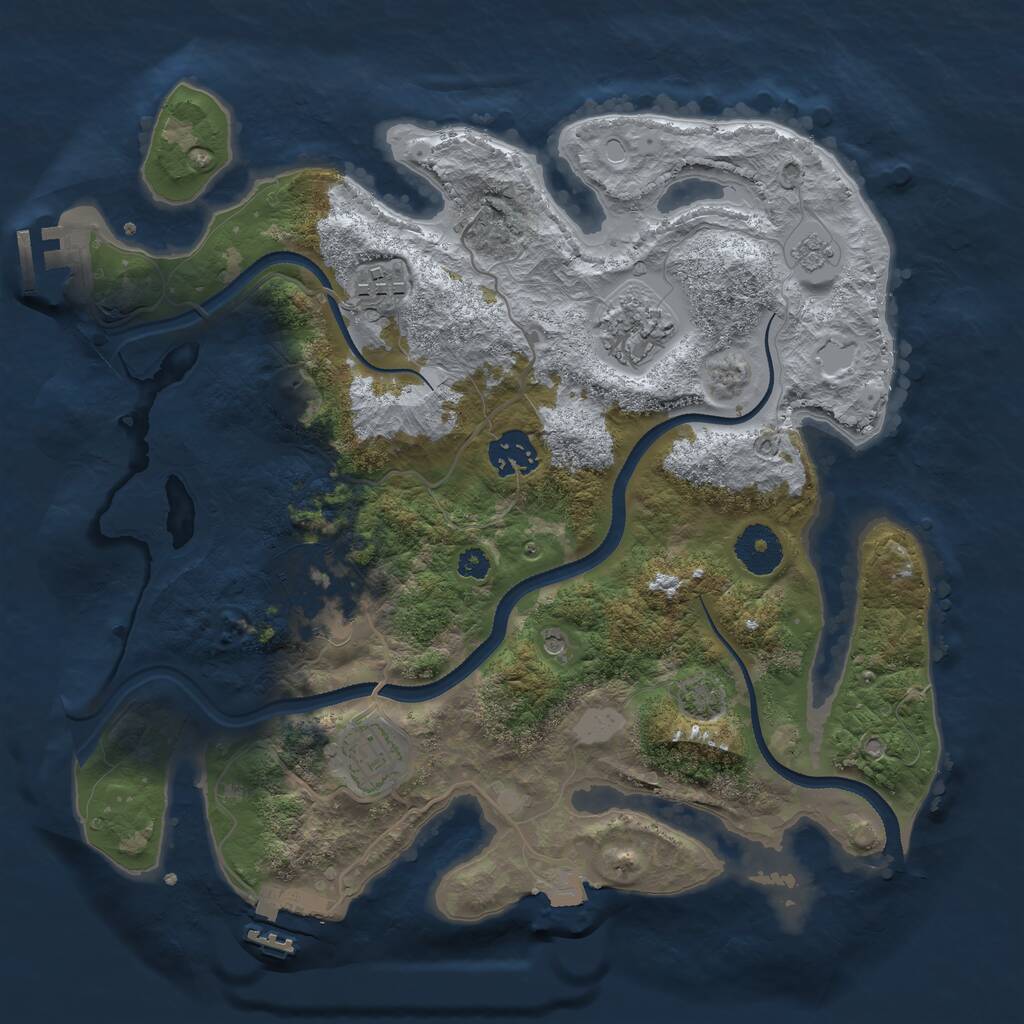 Rust Map: Procedural Map, Size: 3250, Seed: 54620, 11 Monuments