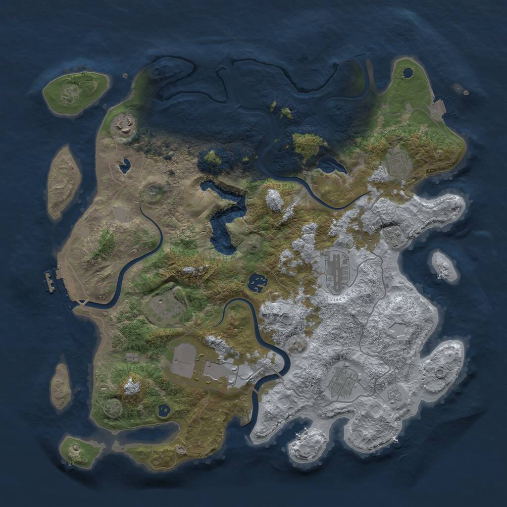 Rust Map: Procedural Map, Size: 4000, Seed: 611266200, 13 Monuments