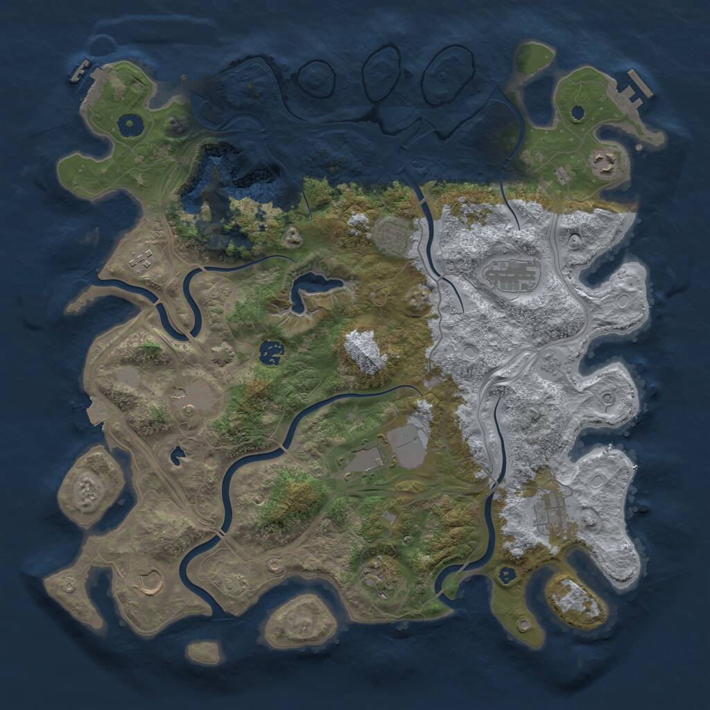Rust Map: Procedural Map, Size: 4250, Seed: 1356436605, 16 Monuments