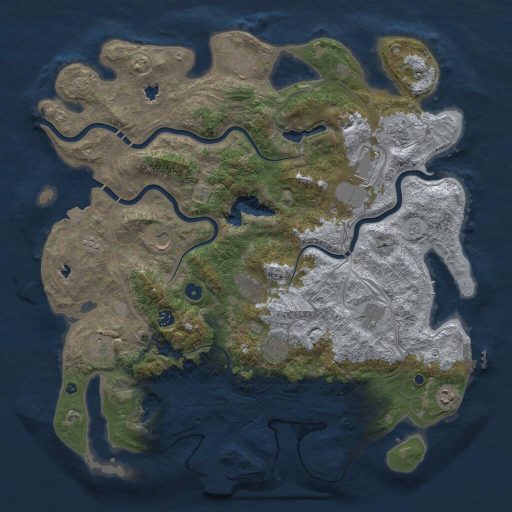 Rust Map: Procedural Map, Size: 4500, Seed: 443344356, 17 Monuments