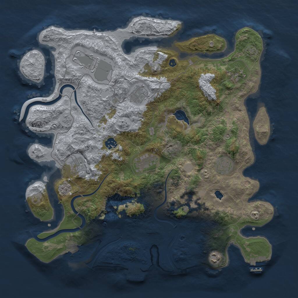 Rust Map: Procedural Map, Size: 4000, Seed: 3110, 16 Monuments