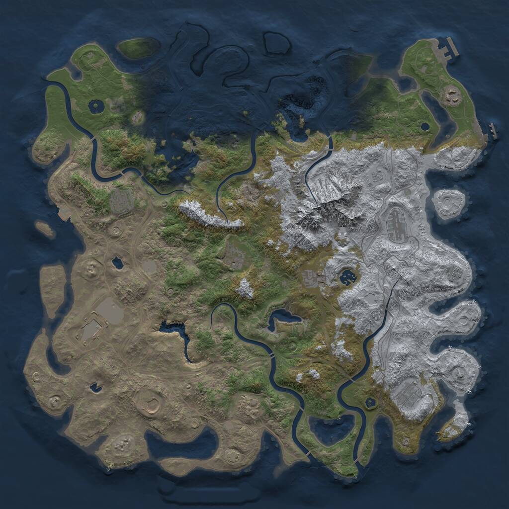 Rust Map: Procedural Map, Size: 5000, Seed: 1865258551, 17 Monuments