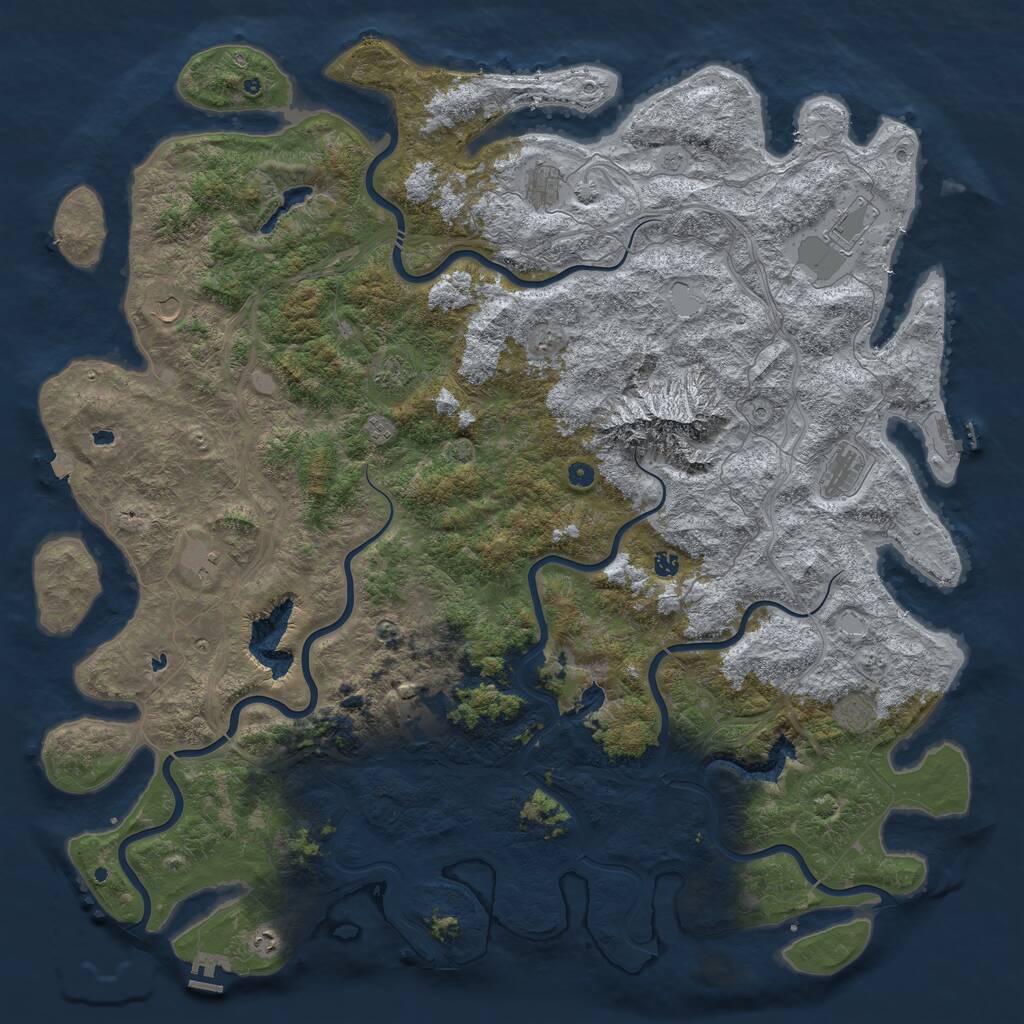 Rust Map: Procedural Map, Size: 6000, Seed: 949894377, 17 Monuments