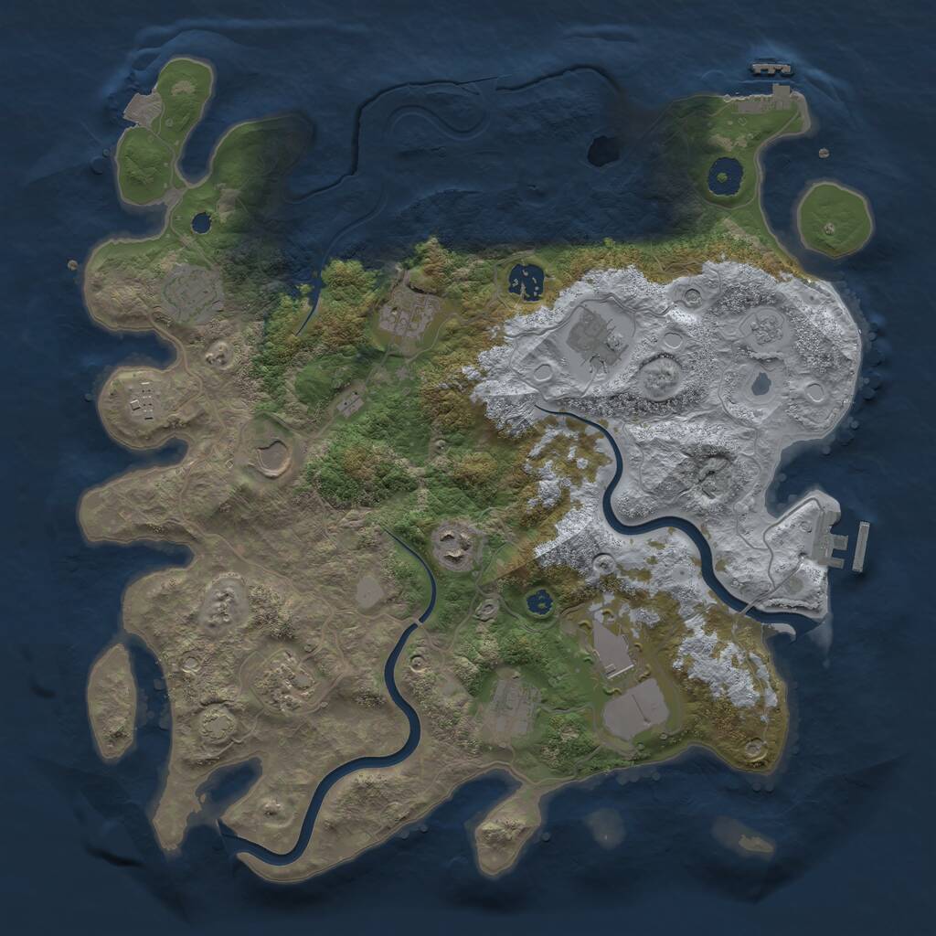 Rust Map: Procedural Map, Size: 3800, Seed: 424242, 16 Monuments