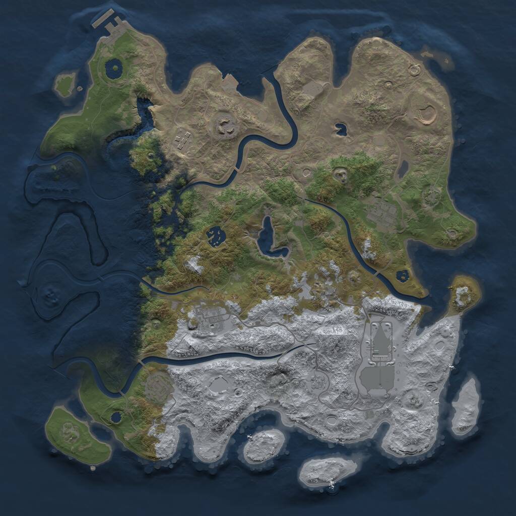 Rust Map: Procedural Map, Size: 4000, Seed: 1344438626, 14 Monuments