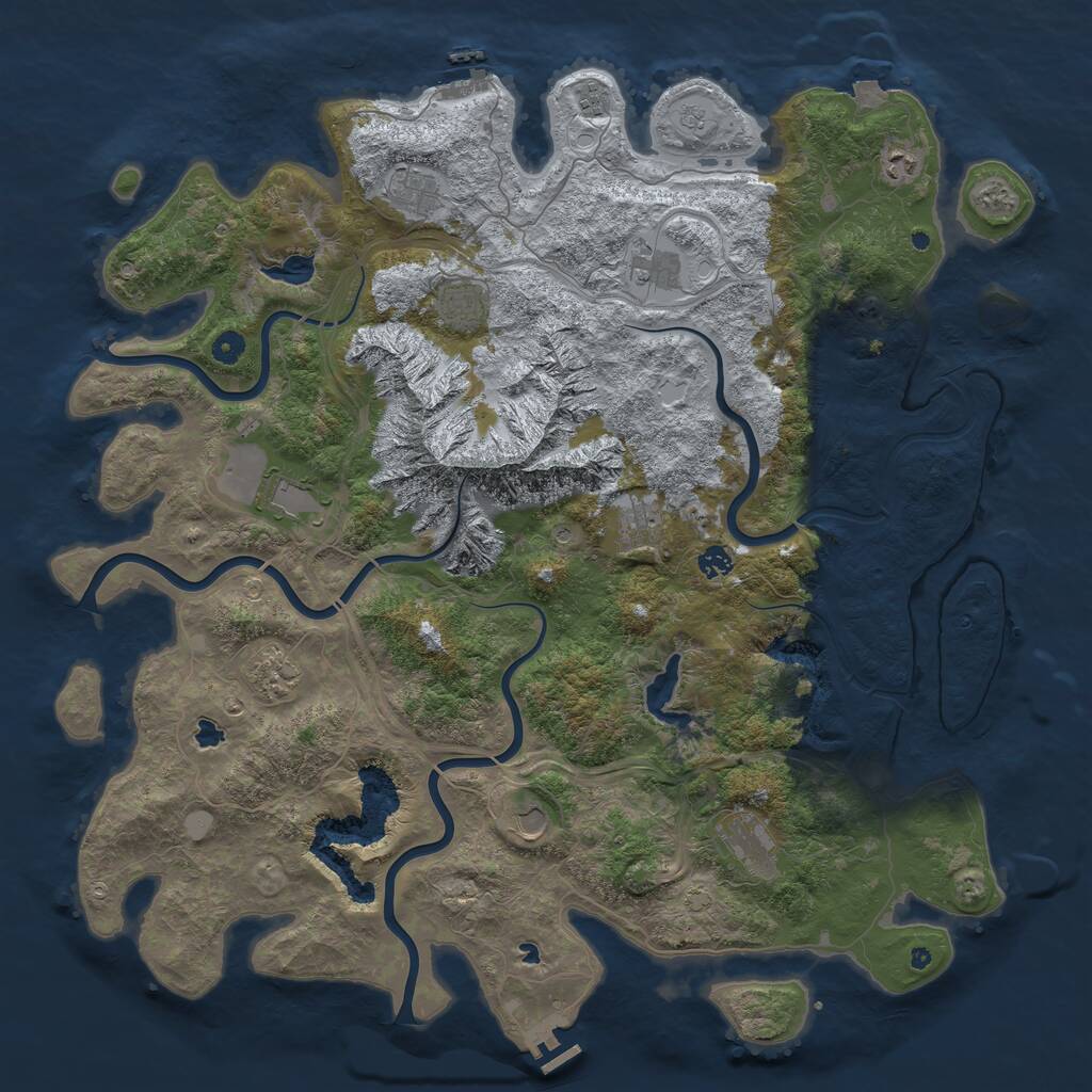 Rust Map: Procedural Map, Size: 5000, Seed: 1135959309, 17 Monuments