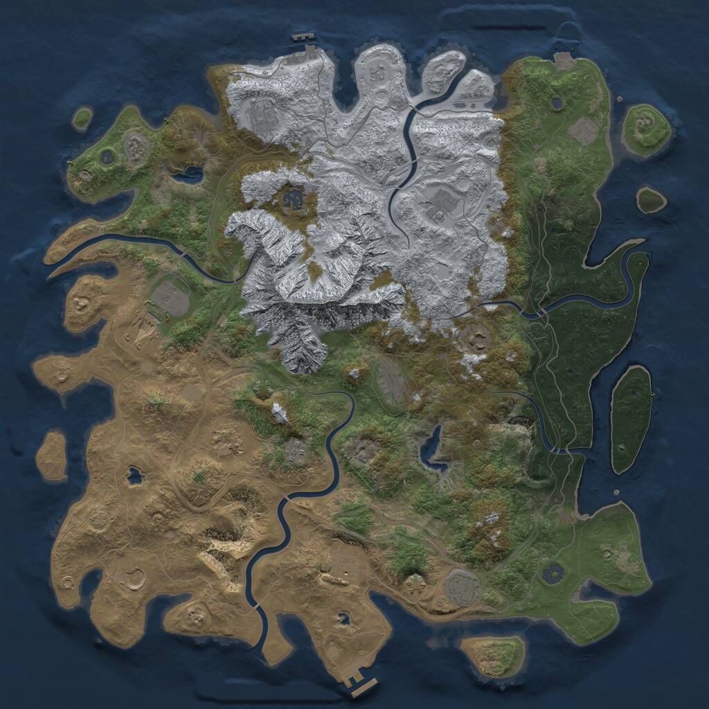 Rust Map: Procedural Map, Size: 5000, Seed: 1135959309, 17 Monuments