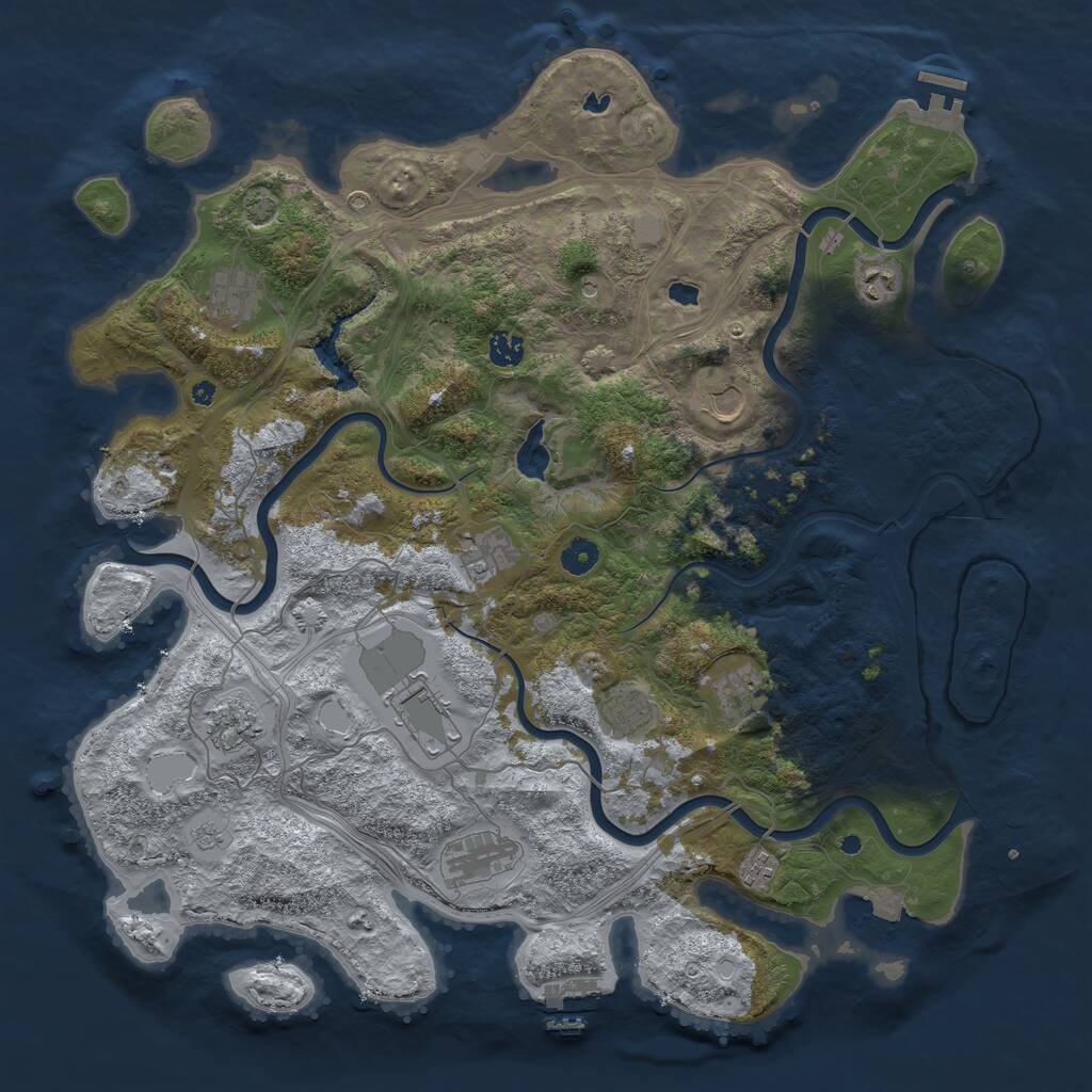 Rust Map: Procedural Map, Size: 4500, Seed: 266929479, 17 Monuments