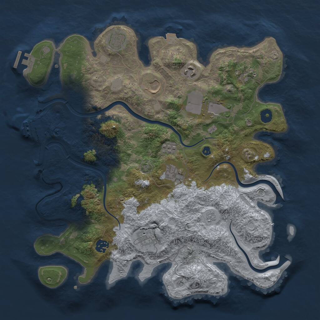 Rust Map: Procedural Map, Size: 3700, Seed: 32453, 15 Monuments