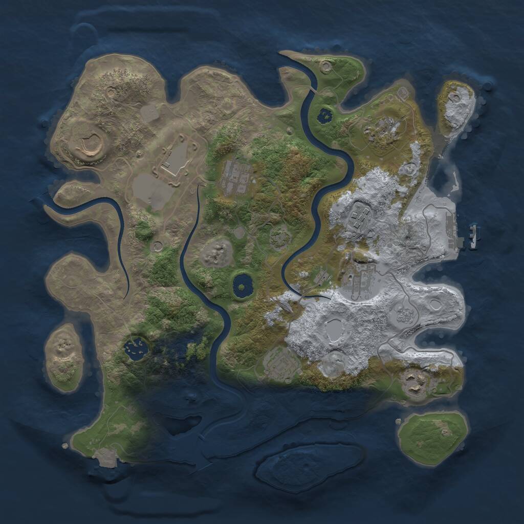 Rust Map: Procedural Map, Size: 3500, Seed: 658365088, 14 Monuments
