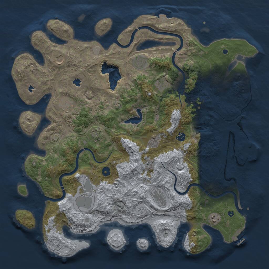 Rust Map: Procedural Map, Size: 4500, Seed: 385761228, 17 Monuments