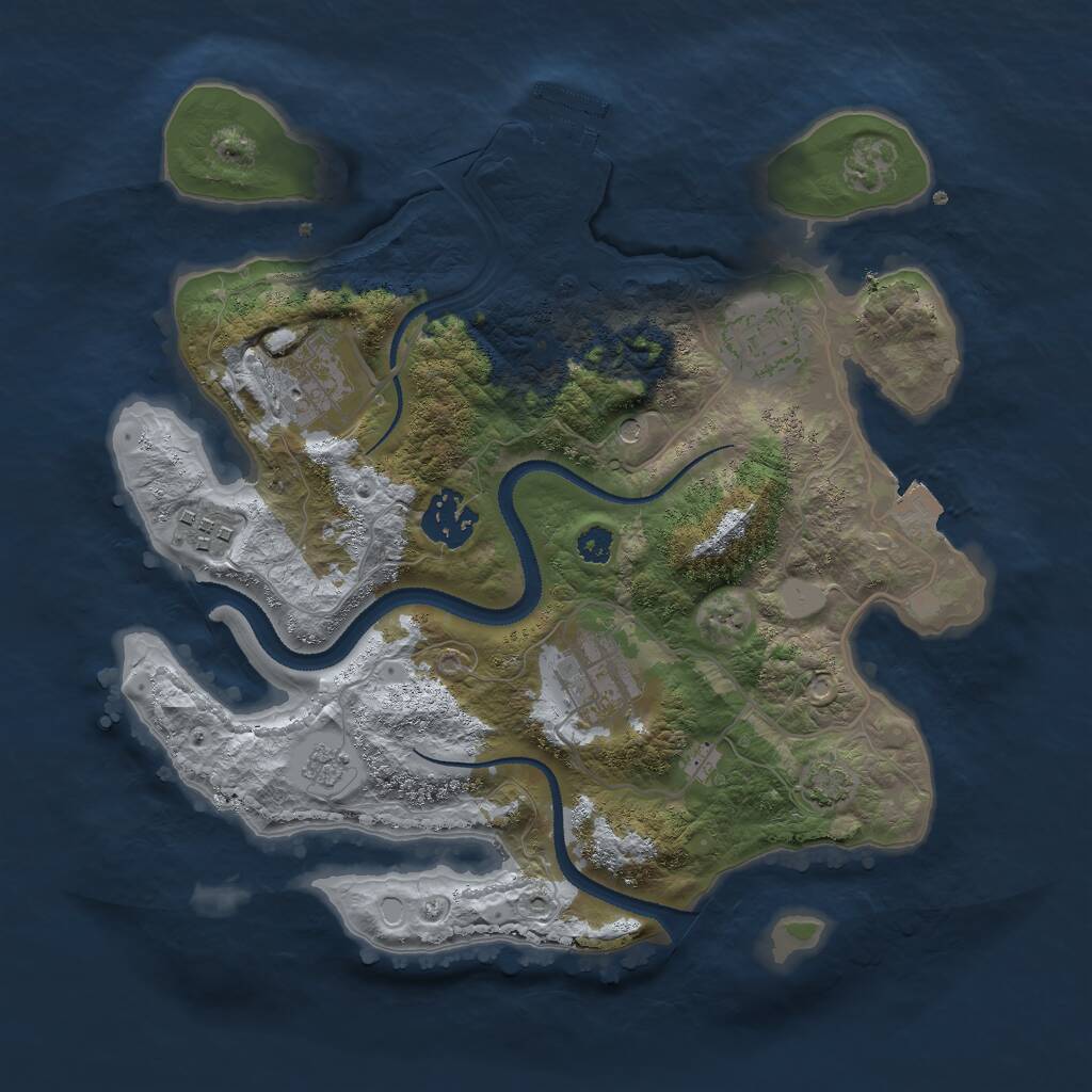 Rust Map: Procedural Map, Size: 3000, Seed: 26515, 10 Monuments