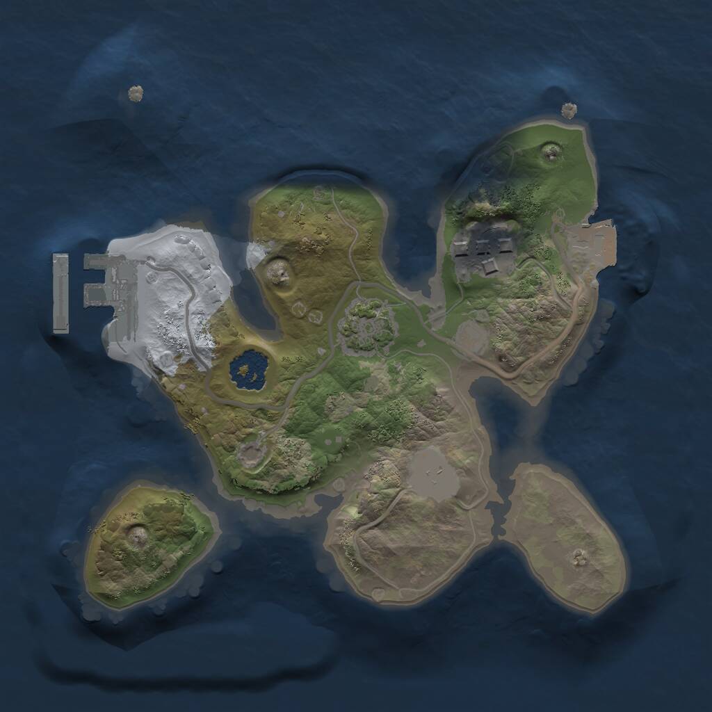 Rust Map: Procedural Map, Size: 1800, Seed: 1234567, 4 Monuments