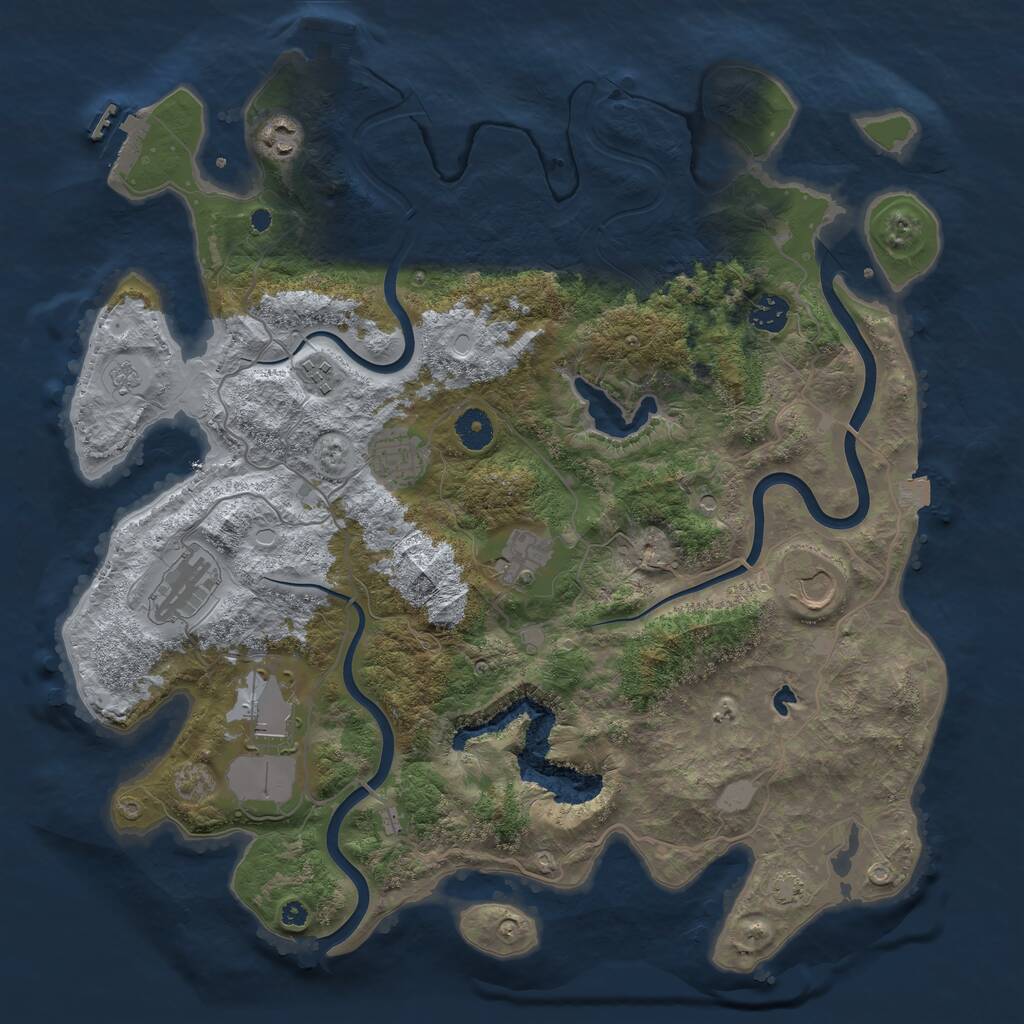 Rust Map: Procedural Map, Size: 4000, Seed: 837567, 14 Monuments