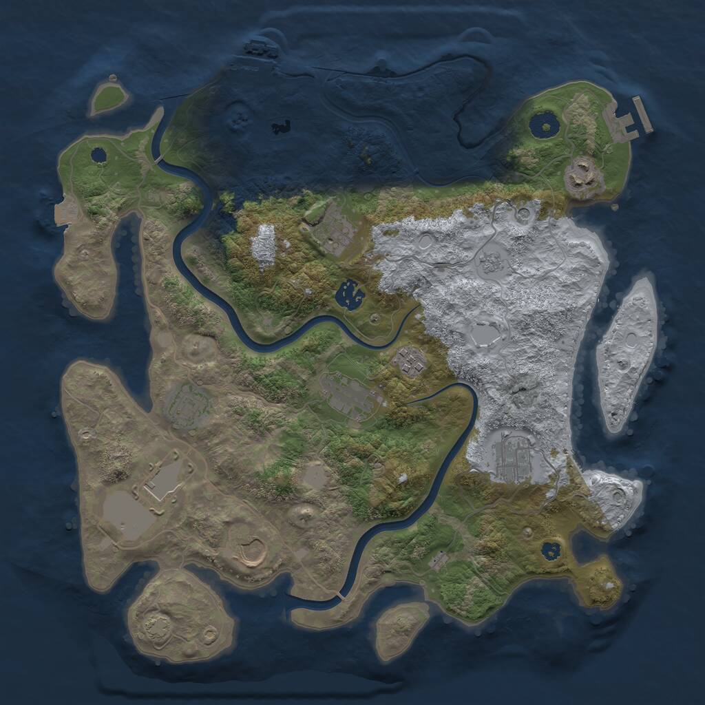 Rust Map: Procedural Map, Size: 3700, Seed: 851062851, 15 Monuments