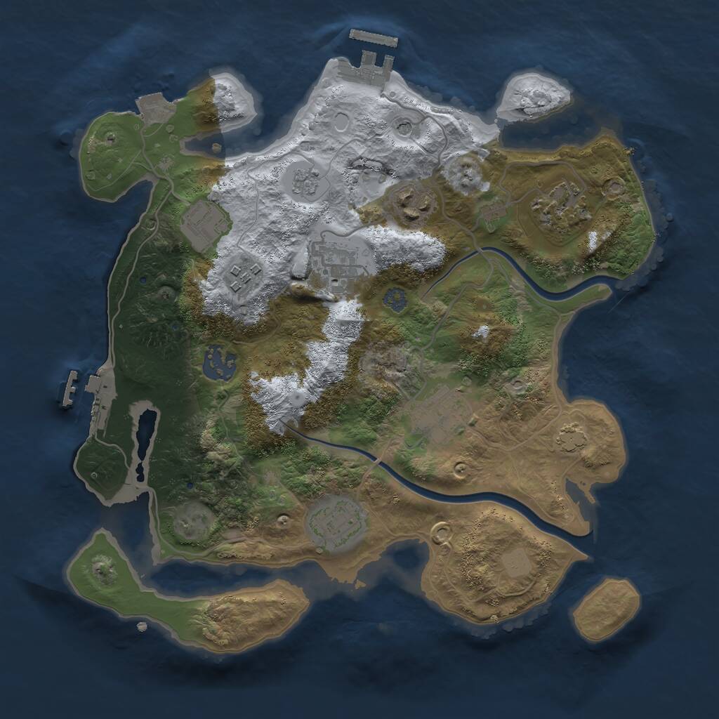 Rust Map: Procedural Map, Size: 3000, Seed: 414422702, 13 Monuments