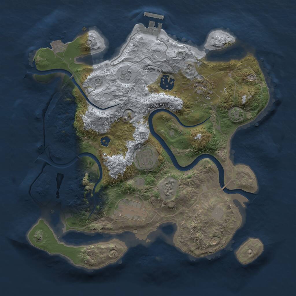 Rust Map: Procedural Map, Size: 3000, Seed: 414422702, 9 Monuments