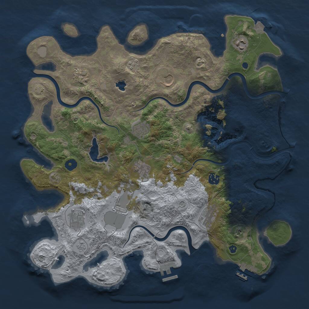 Rust Map: Procedural Map, Size: 4000, Seed: 9727824, 16 Monuments