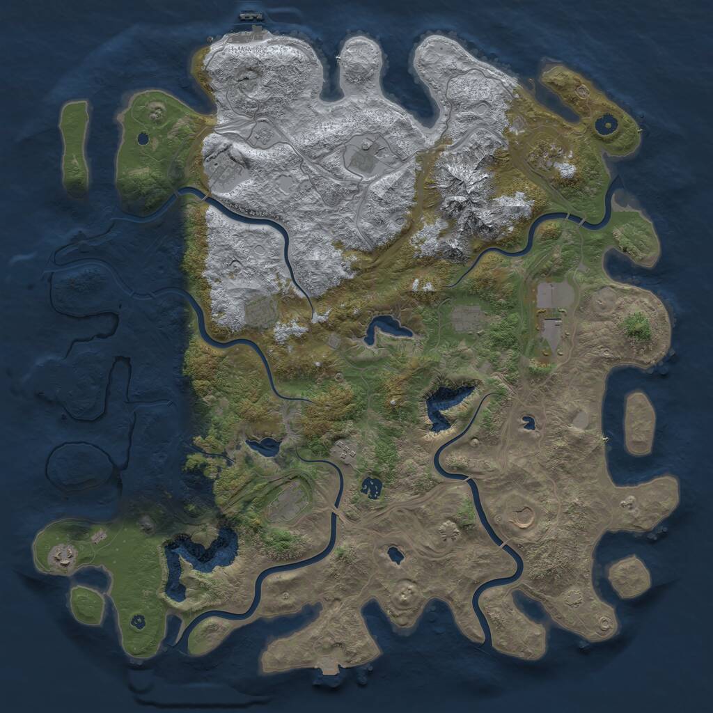 Rust Map: Procedural Map, Size: 5000, Seed: 592587195, 17 Monuments