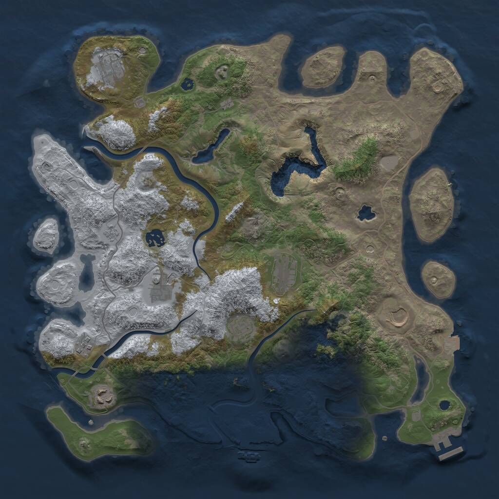 Rust Map: Procedural Map, Size: 4000, Seed: 436092754, 14 Monuments