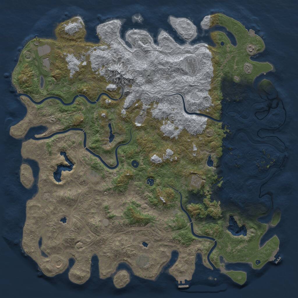 Rust Map: Procedural Map, Size: 6000, Seed: 543536, 17 Monuments