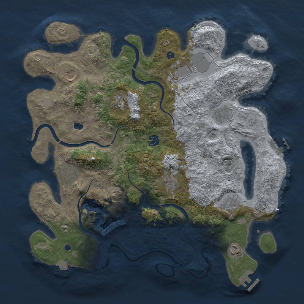Rust Map: Procedural Map, Size: 4000, Seed: 1247089111, 16 Monuments