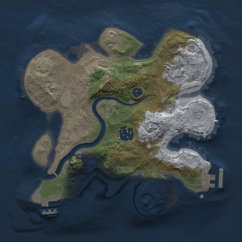 Rust Map: Procedural Map, Size: 2500, Seed: 910829483, 8 Monuments
