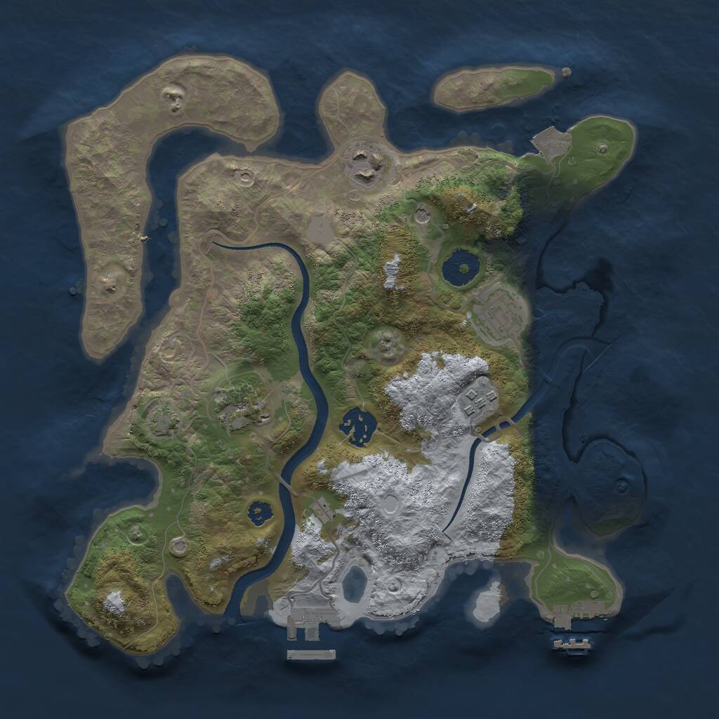 Rust Map: Procedural Map, Size: 3000, Seed: 1229122506, 10 Monuments