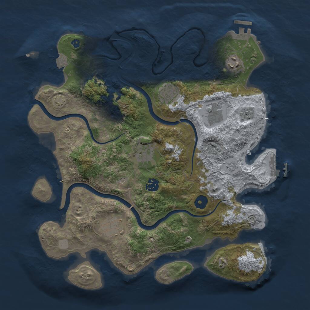 Rust Map: Procedural Map, Size: 3496, Seed: 1342292772, 13 Monuments