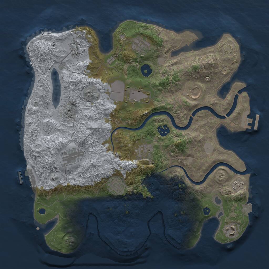 Rust Map: Procedural Map, Size: 3500, Seed: 8466845, 16 Monuments
