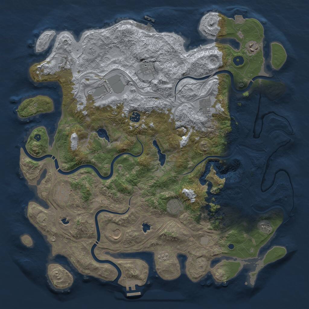 Rust Map: Procedural Map, Size: 4500, Seed: 1161357831, 16 Monuments