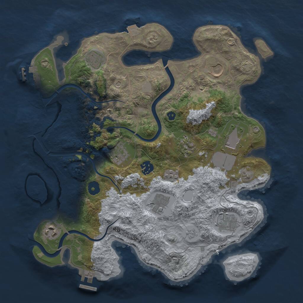 Rust Map: Procedural Map, Size: 3500, Seed: 131729, 16 Monuments