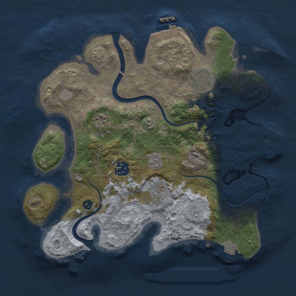 Rust Map: Procedural Map, Size: 3000, Seed: 2046102605, 11 Monuments