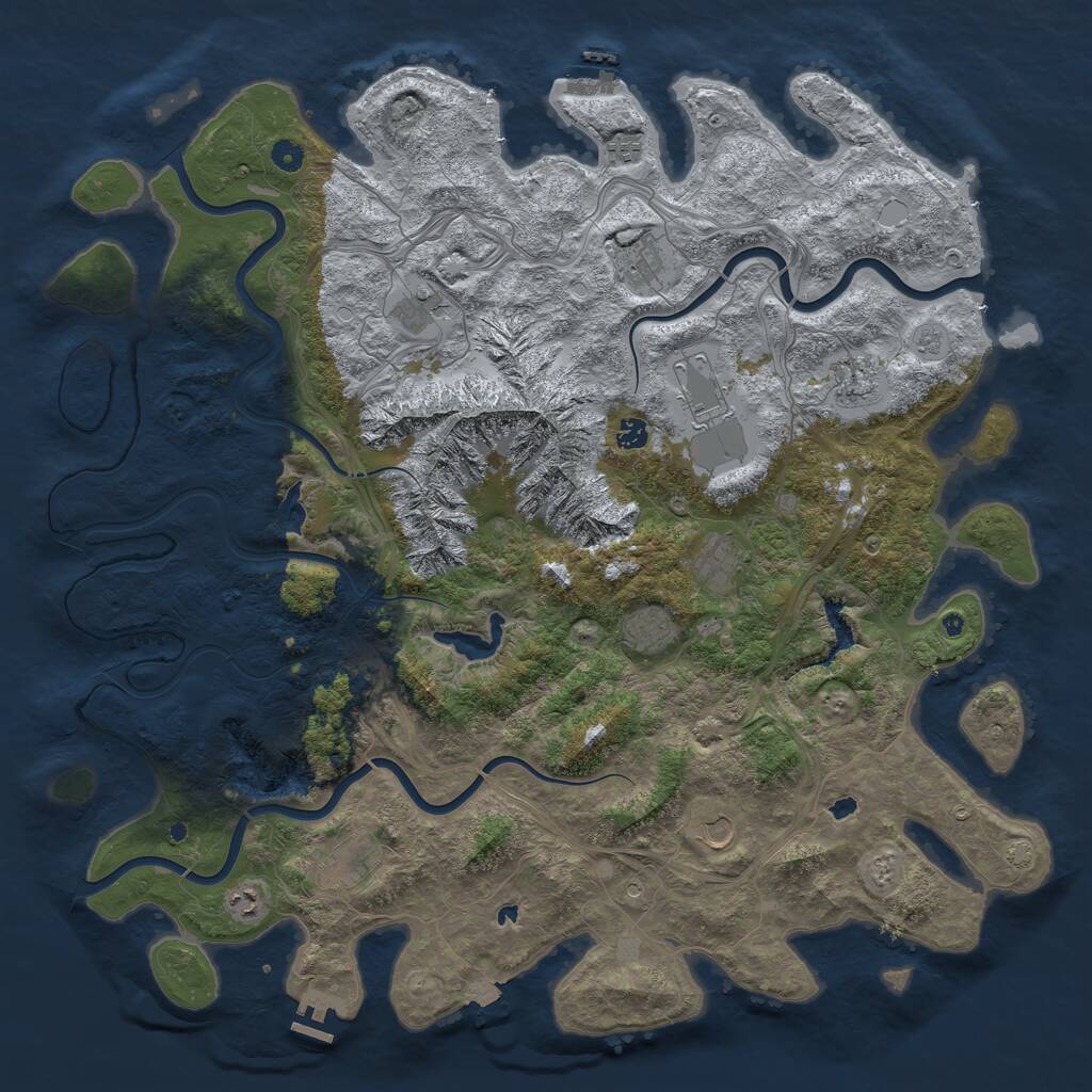 Rust Map: Procedural Map, Size: 5100, Seed: 706866806, 17 Monuments