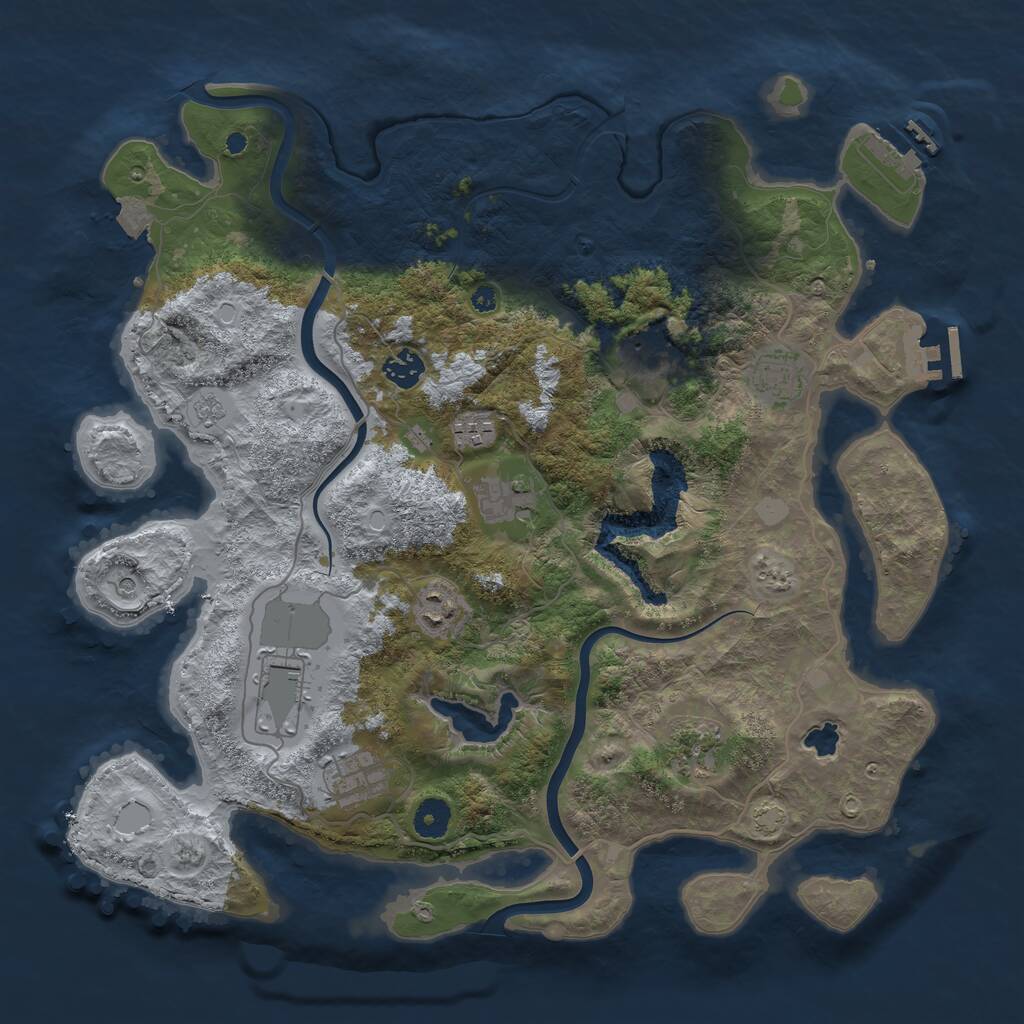 Rust Map: Procedural Map, Size: 4000, Seed: 1464190877, 15 Monuments