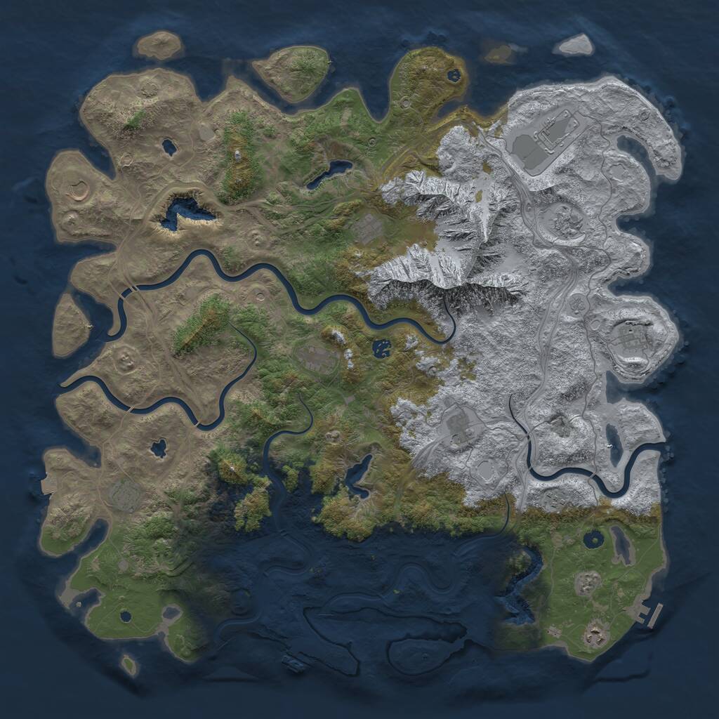 Rust Map: Procedural Map, Size: 5500, Seed: 760340996, 17 Monuments