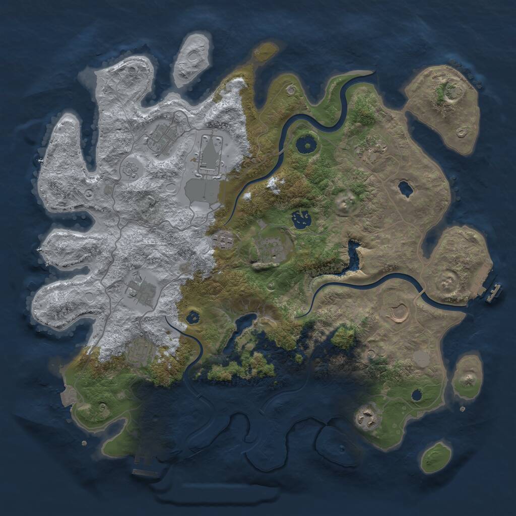 Rust Map: Procedural Map, Size: 4000, Seed: 2662, 16 Monuments