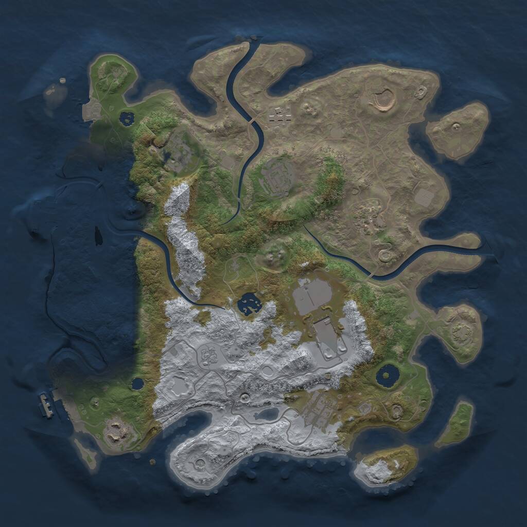 Rust Map: Procedural Map, Size: 3500, Seed: 1017852539, 15 Monuments