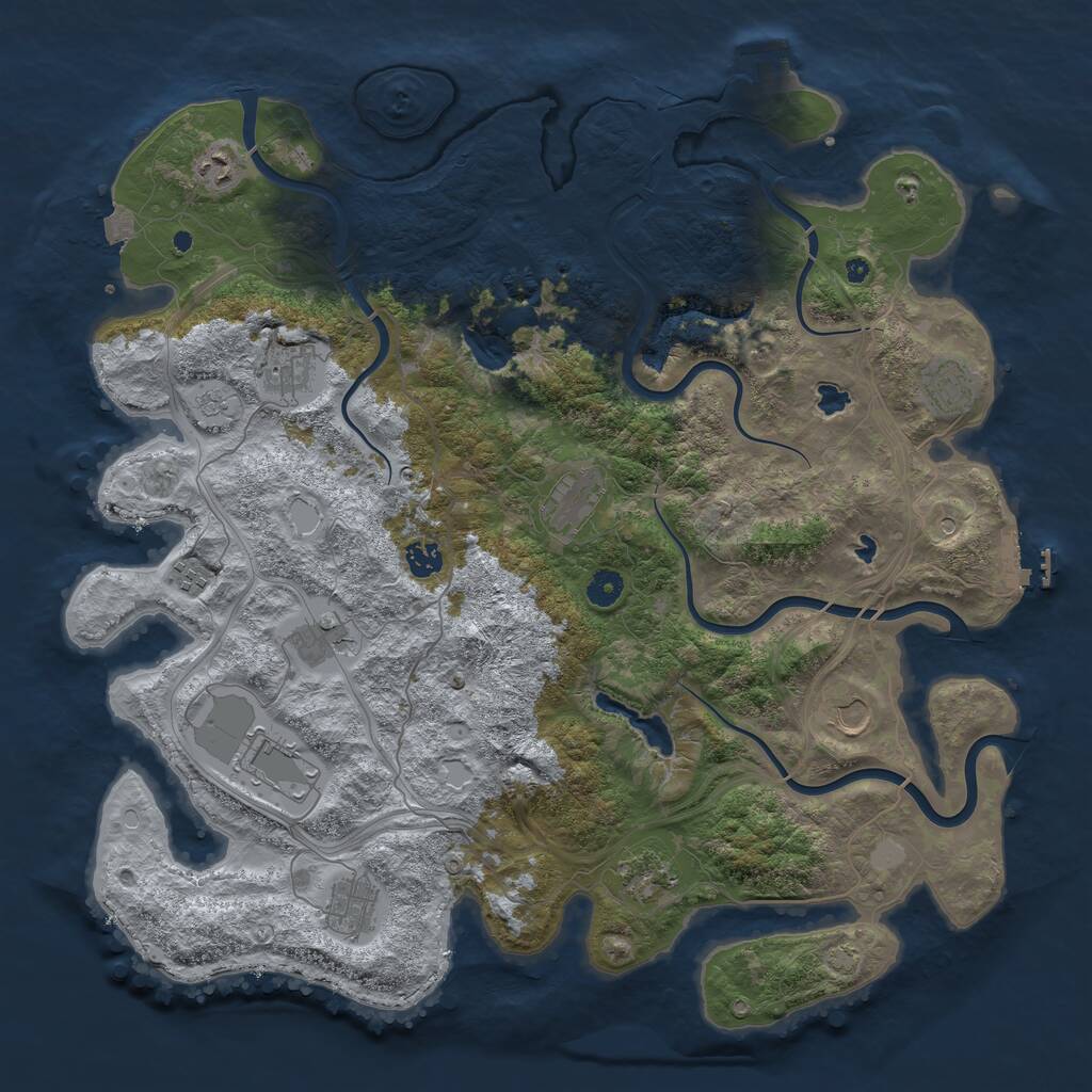 Rust Map: Procedural Map, Size: 4500, Seed: 889012893, 17 Monuments