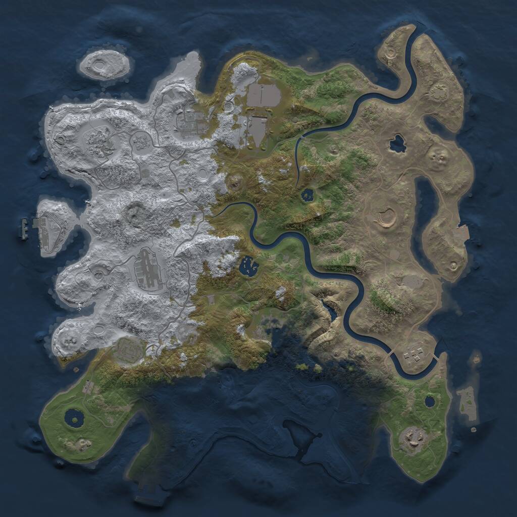 Rust Map: Procedural Map, Size: 4000, Seed: 634711771, 16 Monuments