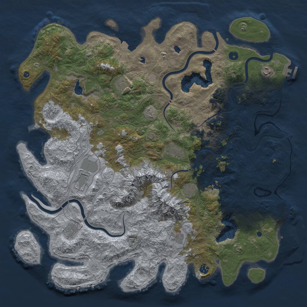 Rust Map: Procedural Map, Size: 5000, Seed: 29083475, 16 Monuments